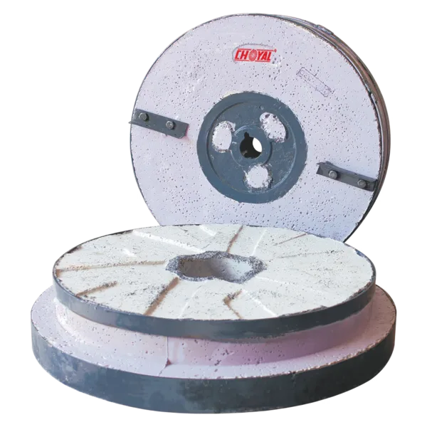 Pair of Choyal horizontal emery stones for flour mills